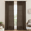 LAMIT Brown Linen Curtains for Living Room 84 inch Length 2 Panels