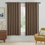 RYB HOME Coffee 100% Blackout Curtains 63 inch Long, Light Blacking & Thermal Insulated Curtains for Nursery/Bedroom/Boys'Room, Back Tab & Rod Pocket Window Treatment, W52 x L63, 2 Panels
