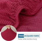 hyha Waterproof Couch Cushion Covers for Pets, Non Slip Sofa Seat Cover for Dogs Washable, Soft Thick Stretch Jacquard Fabric, Sofa Slipcovers with Elastic Bottom (1 Piece for Medium, Wine Red)