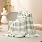 Snuggle Sac Heather Throw Blanket for Couch, Reversible Super Soft Blankets Warm Cozy Knit Fuzzy Plush Lightweight for Sofa, Bed, Camping, Picnic (Stripe Green, Throw(50"x 60"))