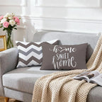 Hexagram Geometric Grey Pillow Covers 12x20 Set of 4, Decorative Outdoor Boho Modern Throw Pillow Covers, Home Sweet Home Farmhouse Cushion Case for Couch Sofa Bedroom Indoor Decor(No Insert)