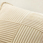 MIULEE Decorative Throw Pillow Covers for Couch Bed Livingroom 16x16 Inch Set of 2 Cream Boho Accent Throw Pllows Broadside Striped Patchwork Soft Corduroy Pillowcases