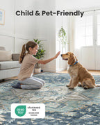 AMADA HOMEFURNISHING 2'6"x10' Washable Area Rug, Low-Profile Entryway Rug with Non-Slip Backing & Durable Edge Binding, Vintage Rug Pattern, Small Rugs for Entryway, Kitchen & Living Room