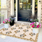3x5 Floral Entry Rug - Small Washable Indoor Outdoor Mats for Front Door Non-Slip Porch Rug Beige Vintage Farmhouse Throw Rugs for Living Room Bedroom Entryway Kitchen Office Porch Decor