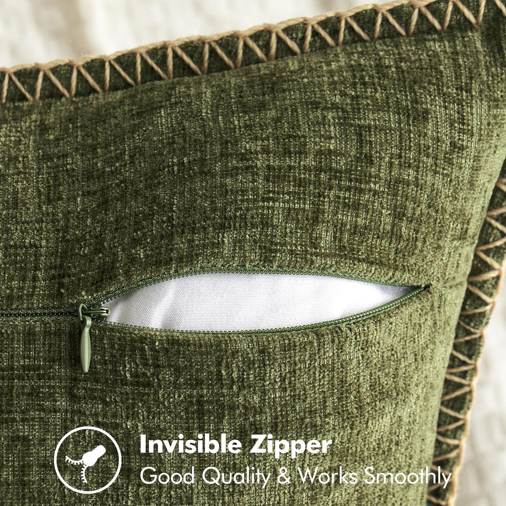 MIULEE Decorative Lumbar Throw Pillow Covers 12x20 Inch Olive Green 2 Pack