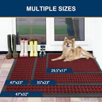 Smiry Front Door Mat Outside Entrance, Heavy Duty Natural Rubber Doormat, Non Slip, Trap Dirt and Moisture, Easy Clean, Low Profile Welcome Floor Mats for Indoor Outdoor Entry, 71x23 Inch, Red