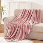 Exclusivo Mezcla Soft Large Fleece Throw Blanket for Couch, Dusty Pink