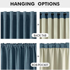 MIULEE 100% Blackout Linen Curtains for Bedroom, Stone Blue Solid Luxury Decor Thermal Insulation Room Darkening Drapes for Living Room Nursery Back Tab Rod Pocket 42 x 72 Inches, 2 Panels