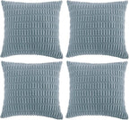 Fancy Homi 4 Packs Boho Light Blue Decorative Throw Pillow Covers 20x20 Inch for Couch Bed Sofa, Rustic Modern Farmhouse Home Decor, Soft Plush Corduroy Square Cute Cushion Case 50x50 cm