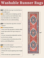 SERISSA Runner Rug for Hallways, 2'6"x8' Washable Non Slip Boho Kitchen Runner Rug, Vintage Rust Ultra Soft Print Distressed Tribal Floor Carpet for Bedroom Bathroom Laundry Room