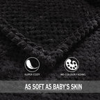 Exclusivo Mezcla Soft Waffle Fleece Bed Blanket Queen Size, Black