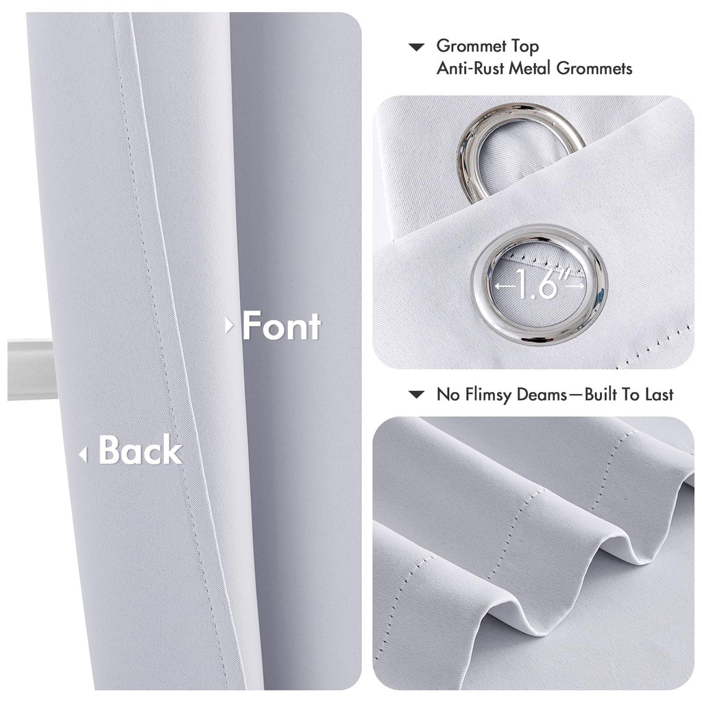 MIULEE Blackout Curtains for Bedroom 2 Panels 40x63 Inch Long Greyish White