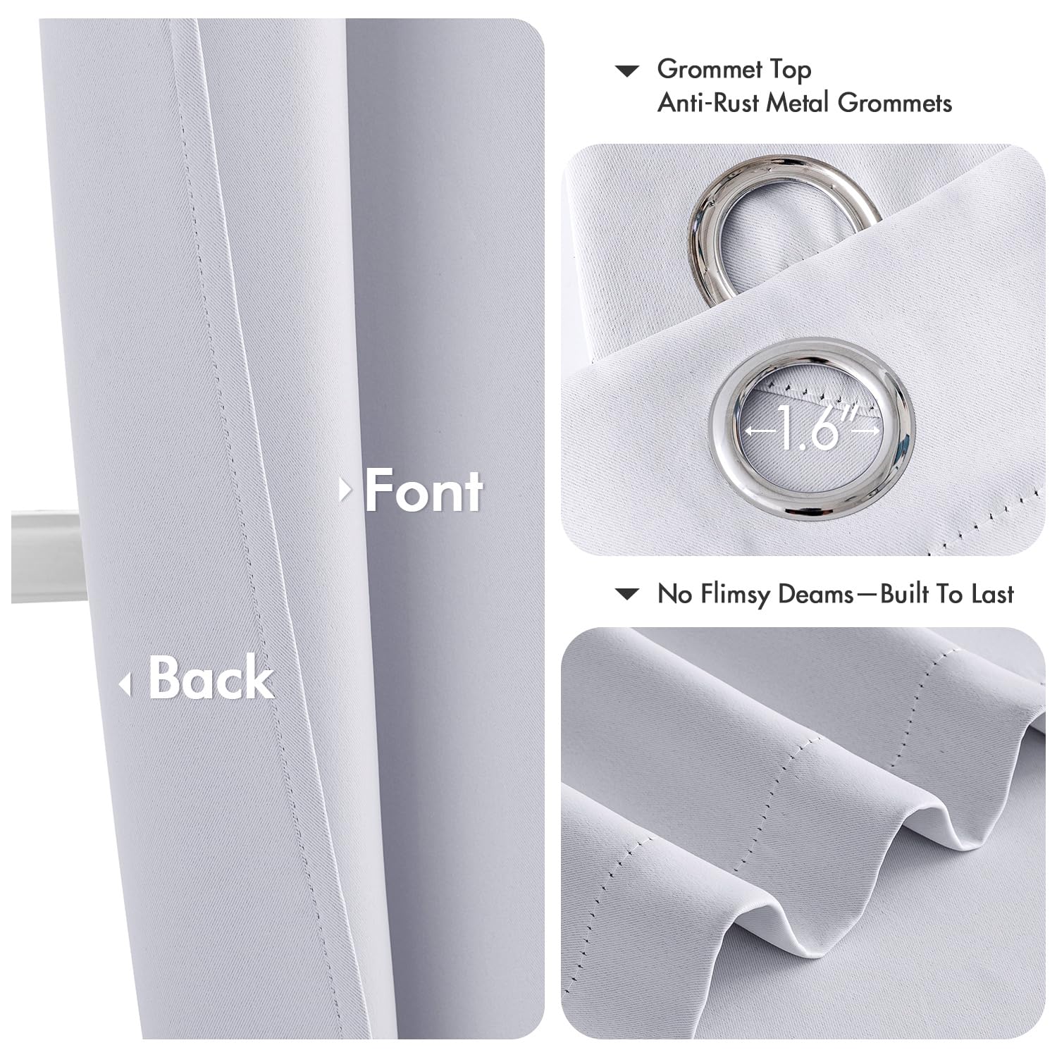 MIULEE Blackout Curtains for Bedroom 2 Panels 40x63 Inch Long Greyish White