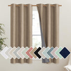 NICETOWN Burlap Vintage Open Linen Weave Flax Thermal Curtains, 100% Blackout Curtains 45" Long for Dining Room, Soundproof Window Treatment Drapes for Kitchen, 42" Wide Per Panel, Set of 2