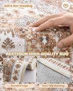 Restydon Washable Runner Rug 2.5x14, Long Kitchen Rugs Non-Slip, Orange
