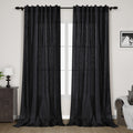 Black Linen Curtains 132 inch Extra Long for Living Room Back Tab Light Filtering Semi Sheer Drapes Modern Farmhouse Muslin Look Decor Cotton Textured Curtain for Floor to Ceiling Window 11 FT