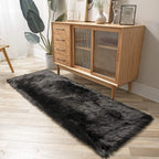 Ashler faux fur rug, Fluffy Shaggy Area Rug Ultra Soft 2.2 x 6 Feet Rectangle Fur Rug, Black Fuzzy Rug Machine Washable Shag Rug, Nursery Decor Throw Rugs for Bedroom, kids room, Living Room