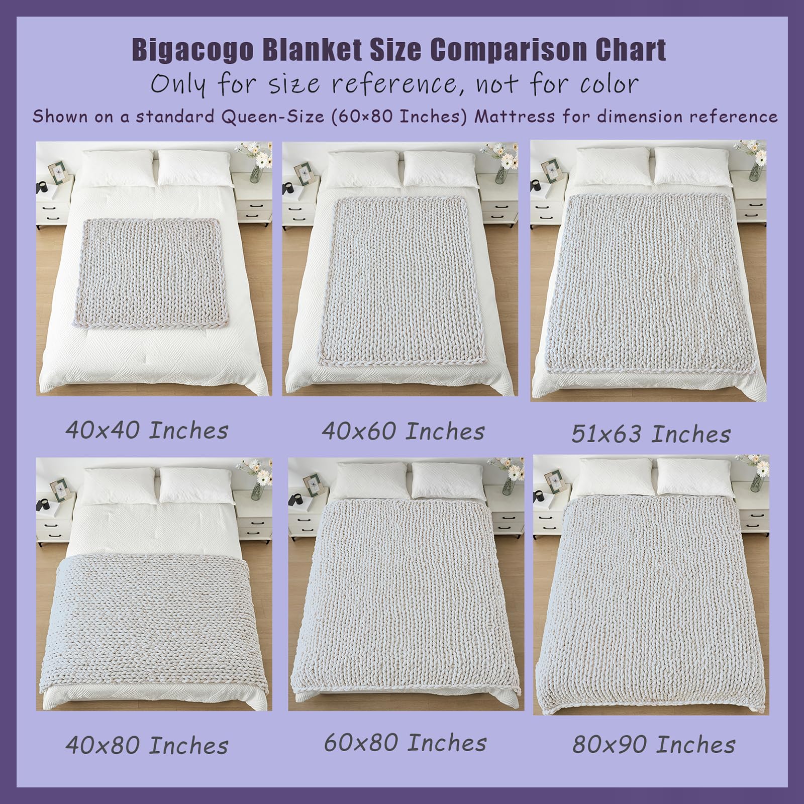 Bigacogo Chunky Knit Throw Blanket for Couch, 40x80 inches, Navy Blue