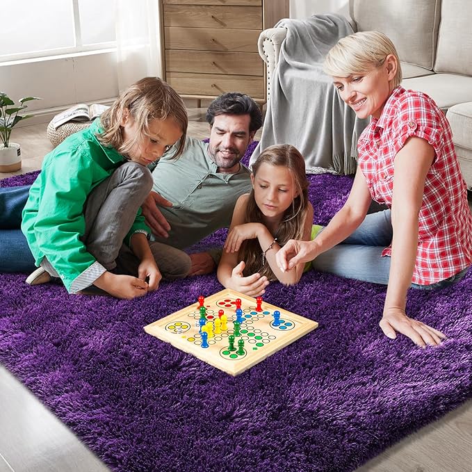 Shag Area Rugs for Bedroom Living Room,5X8 Ultra Soft Purple Fluffy Area Rugs for Dorm,Indoor Carpet Plush Rugs for Living Room Home Decor, Purple