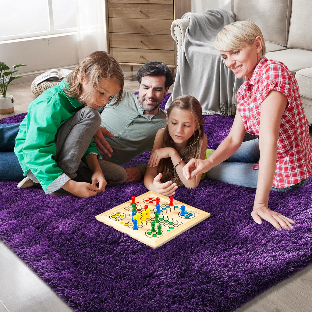 9X12 Large Shag Area Rugs for Living Room Bedroom,Big Soft Purple Fluffy Rug for Bedroom Dorm,Indoor Carpet Plush Rugs for Living Room Home Decor,Purple
