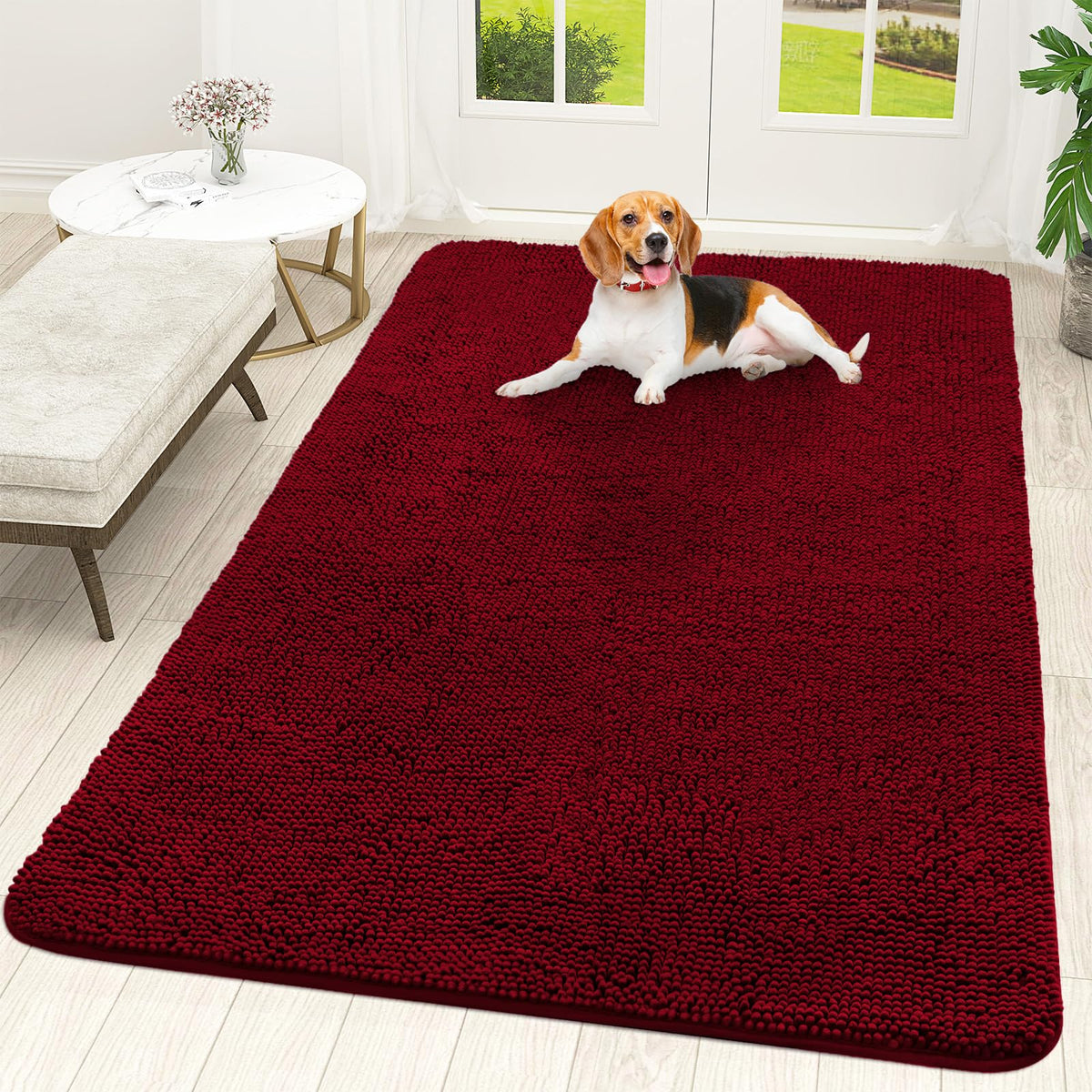 OLANLY Dog Door Mat for Muddy Paws 70x46, Super Absorbent Chenille Mud Mat