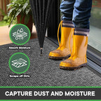 Mibao Front Door Mat, Heavy Duty Durable Welcome Mat for Outdoor Indoor, Dirt Trapper Waterproof Super Absorbent Door Mat for Entryway Outside Patio Porch, 73" x 46", Gray