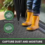 Mibao Front Door Mat Outdoor Entrance, 73" x 46" Heavy Duty Welcome Mat for Outdoor and Indoor, Waterproof Dirt Trapper Doormat, Super Absorbent Indoor Entryway Mat for Patio & Porch - Gray