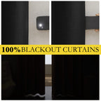 NICETOWN Vintage Open Linen Weave Flax Thermal Curtains, 100% Blackout Curtains 60 inches Long for Dining Room, Soundproof Window Treatment Drapes for Cupboard, Black, 34" Wide Per Panel, Set of 2