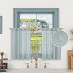 LAMIT Short Window Linen Curtains 36 Inch Length 2 Panels, 34x36 Inch