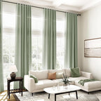 Desert Sage Linen Curtains 90 Inch Long 2 Panels Set for Bedroom Living Room Linen Textured Window Drapes Semi Sheer Light Filtering Rod Pocket Back Tab Cotton Textured Farmhouse Curtain 52x90