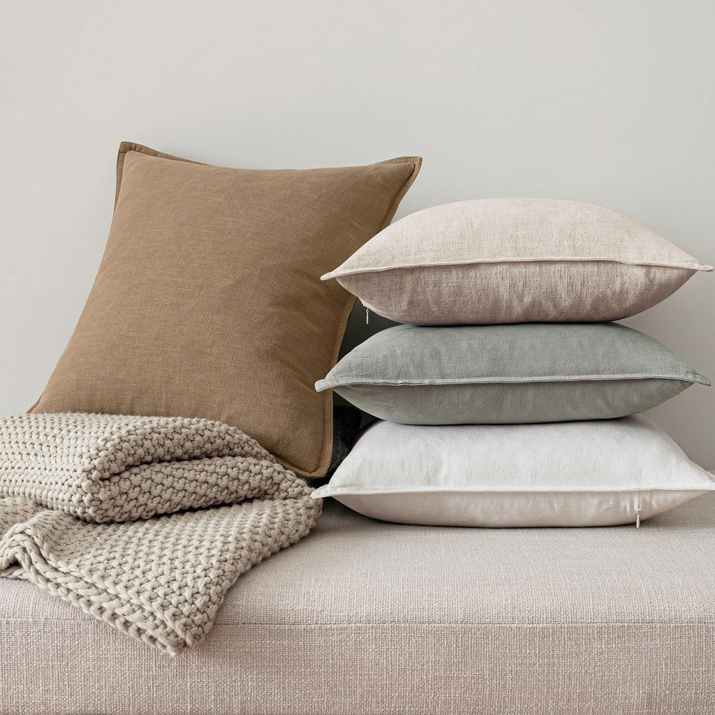MIULEE Neutral Boho Linen Decorative Pillow Covers 20x20 Inch Pack of 4