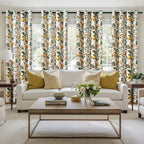 Topfinel Floral Curtains 96 Inches Long 2 Panels Unique Beige Luxury Elegant Colorful Euro Flower Hummingbird Patterned Rustic Vintage Grommet Drapes for Classroom Room Office Closet 52x96