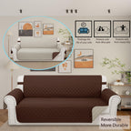 Luxshare Home Reversible Couch Cover for 3 Cushion, Sofa, Brown/Beige