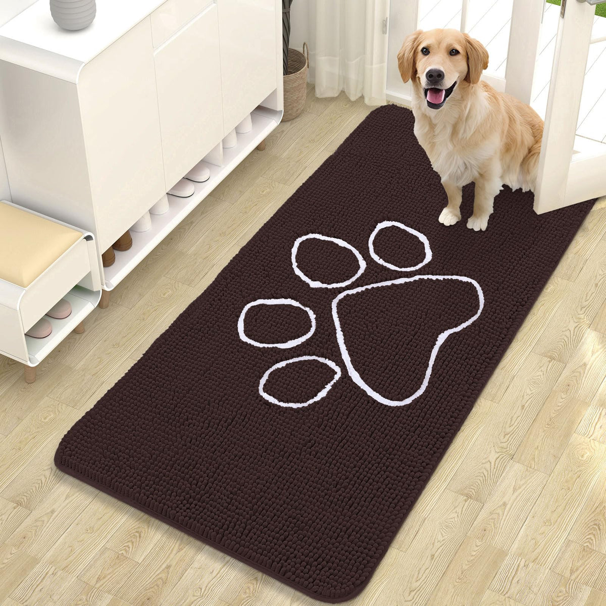 OLANLY Dog Door Mat for Muddy Paws 47x24, Super Absorbent Chenille Mud Mat