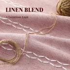 Boho Blackout Curtains 2 Panels 84 Inch for Living Room Bedroom,Pink Linen Texture Farmhouse Curtains with Tassels and Cotton Embroidery Vintage Rustic Western Rod Pocket