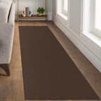 KOZYFLY Runners for Hallways 3x8 ft Washable Kitchen Runner Non Slip Rubber Backed Hall Runners Cotton Entryway Runner Rugs Floor Carpet for Indoor Backdoor Bedroom Kitchen, Reddish Brown/Coffee