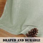 H.VERSAILTEX Elegant Natural Linen Blended Energy Efficient Light Filtering Linen Textured Semi Sheer Curtains/Nickel Grommet Window Treatments Panels/Drapes (Set of 2, Sage, 52" x 54")