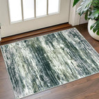 KOZYFLY Small Area Rug 2x3 Rug Entryway Rugs Modern Abstract Indoor Non-Slip Machine Washable Rug Green Yellow, Dining Room Rug with Soft Low Pile for Living Room Bath Office Small Carpet Floor Mats