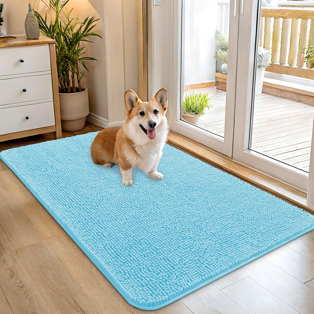 OLANLY Dog Door Mat for Muddy Paws 45x27, Super Absorbent Chenille Mud Mat