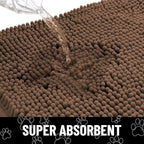 Smiry Dog Door Mat for Muddy Paws, Absorbent Dirt Trapper Non Slip Quick Dry Washable Chenille Mat for Mud Dogs, Entry Rug for Indoor and Outdoor (36x24 Inches, Coffee and White)