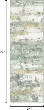 BEIMO Runner Rug for Hallway Kitchen, 2x6 Machine Washable Runners Rug for Entryway, Light Green Soft Modern Abstract Throw Rugs, Low Pile Floor Carpet with Non Slip Backing