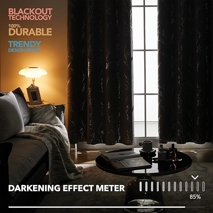 Deconovo Living Room Curtains 95 Inches Long, Blackout Curtains for Bedroom