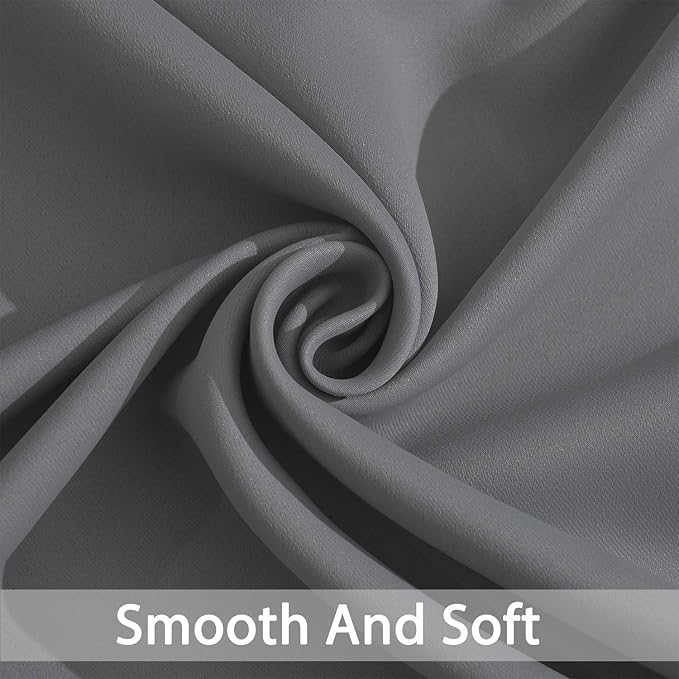 Yakamok Blackout Curtains 63 inch Length for Living Room, Light Blocking Grey Thermal Insulated Drapes with Grommets Top Window Treament Curtain for Bedroom(Gray, 52W x 63L, One Pair)