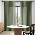 Nanspring 70 Inches Wide Olive Green Linen Curtains for Living Room 2 Panels Set 84 Inch Length Back Tab Light Filtering and Breathability Semi Sheer Curtain for Bedroom 70x84