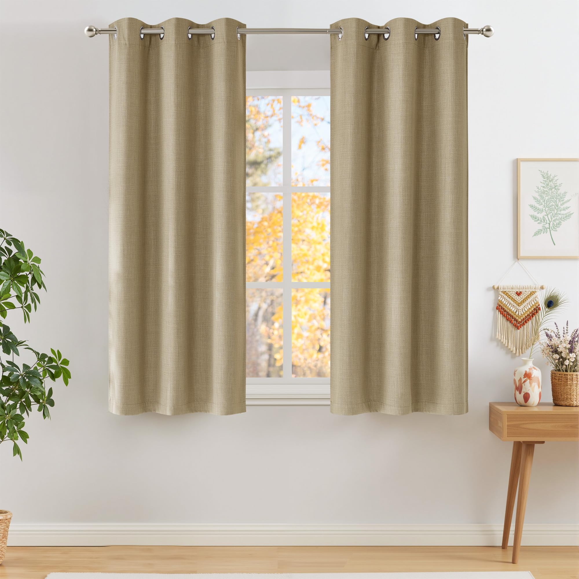 NICETOWN Grey Blackout Curtains for Bedroom 42" Wide x 63" Long 2 Panels