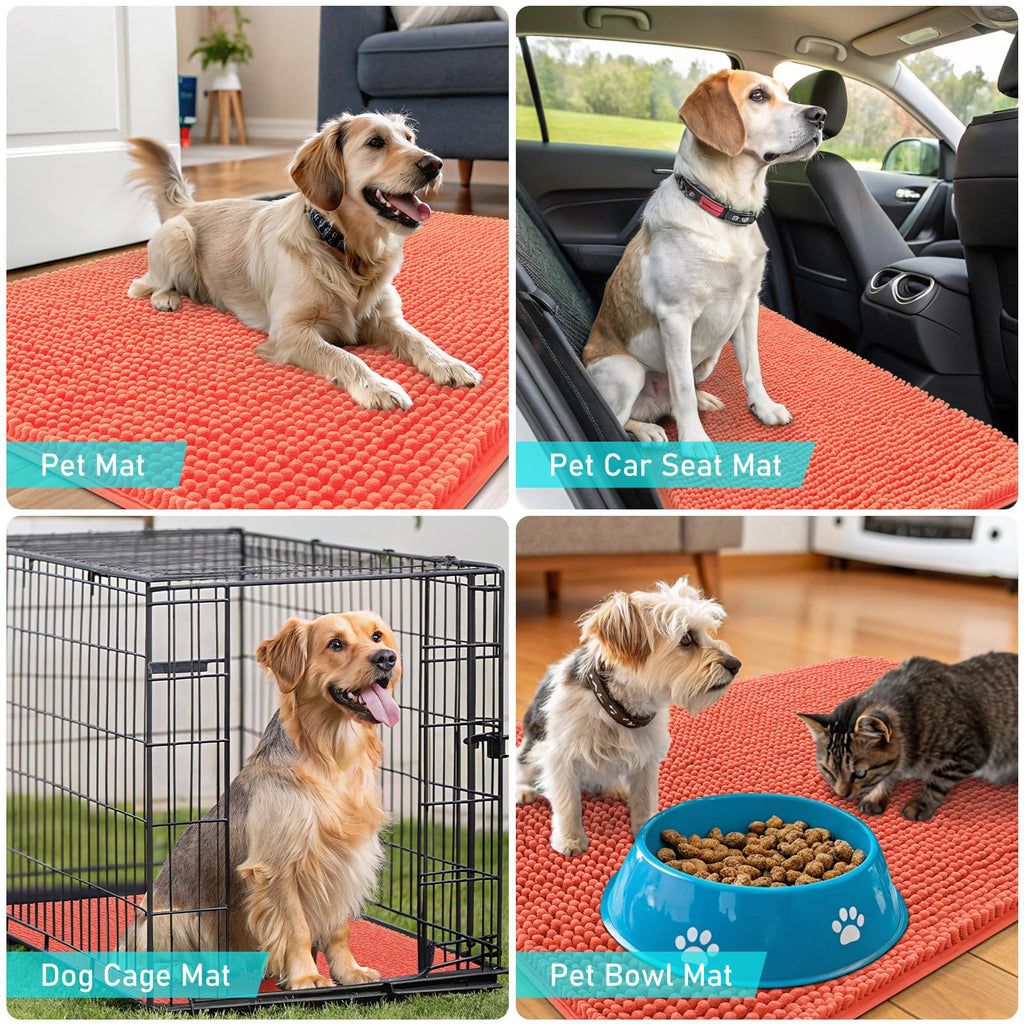 OLANLY Dog Door Mat for Muddy Paws 40x24, Super Absorbent Chenille Mud Mat