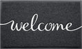 BeneathYourFeet Door Mat, Welcome Mat Low Profile Floor Mat Front Doormat Indoor and Outdoor Doormat Non Slip Rugs for Entryway, Patio, High Traffic Areas (30"x17.5", Black-Welcome)