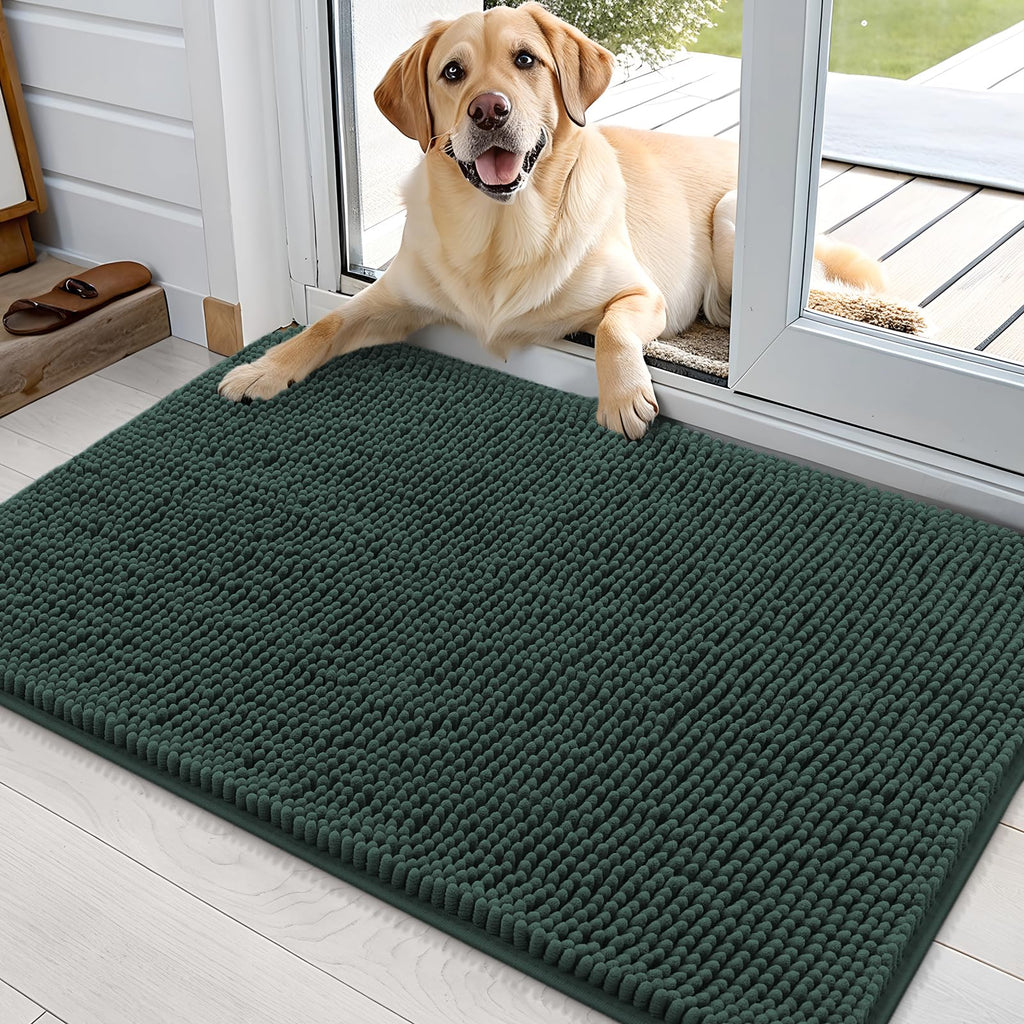 OLANLY Dog Door Mat for Muddy Paws 36x24, Super Absorbent Chenille Mud Mat