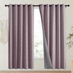 NICETOWN Chaise Mauve Vintage Linen 100% Blackout Curtains for Playroom, Thermal Insulated Curtains 72" Long, Noise Reducing Window Treatment Drapes for Laundry Room, 62" Wide Per Panel, Set of 2