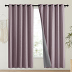 NICETOWN Chaise Mauve Vintage Linen 100% Blackout Curtains for Playroom, Thermal Insulated Curtains 72" Long, Noise Reducing Window Treatment Drapes for Laundry Room, 62" Wide Per Panel, Set of 2